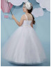 Beaded Pleated Shimmering Tulle Flower Girl Dress With Jacket